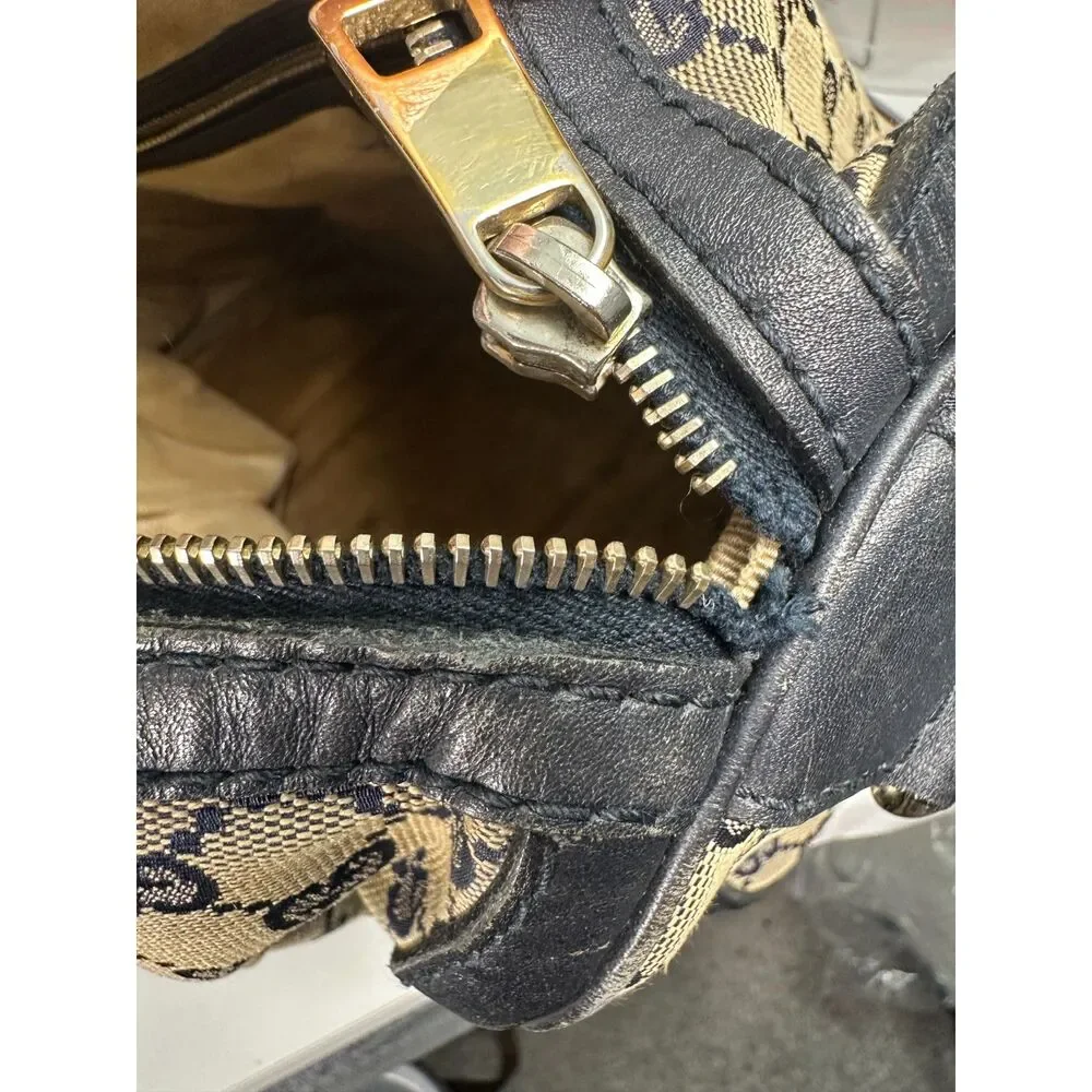 Gucci Vintage Web Boston GG Canvas Navy Red Satchel Medium - FLAWS READ - Picture 8 of 13